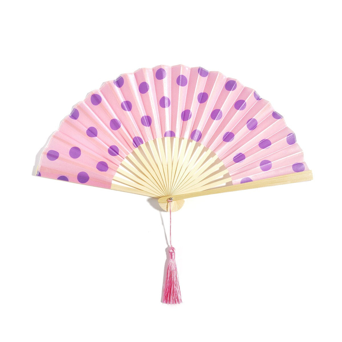 Gepunkteter Faltfächer – Eleganter Handfächer aus Bambus & Polyester 42 x 23 cm