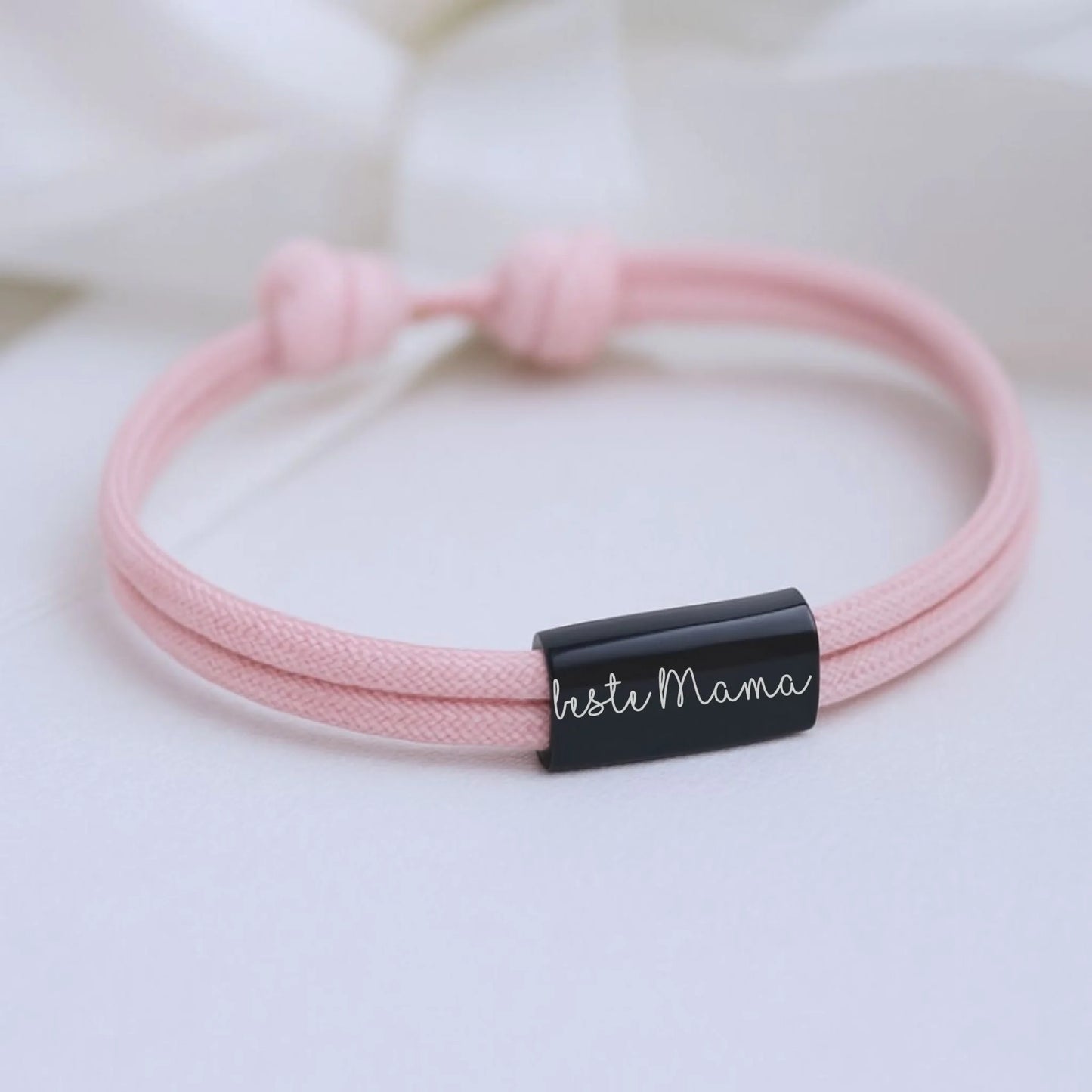 Armband Segeltau mit individueller Gravur rosa, beste Mama