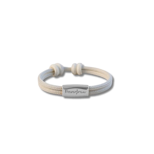 Armband Segeltau mit persönlicher Gravur - silber Powerfrau - afHandmade