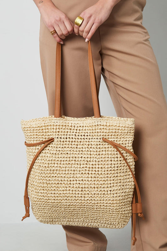 Beach Babe Strandtasche – Geflochtene Sommertasche mit Innentasche 37 x 33 x 10 cm - afHandmade