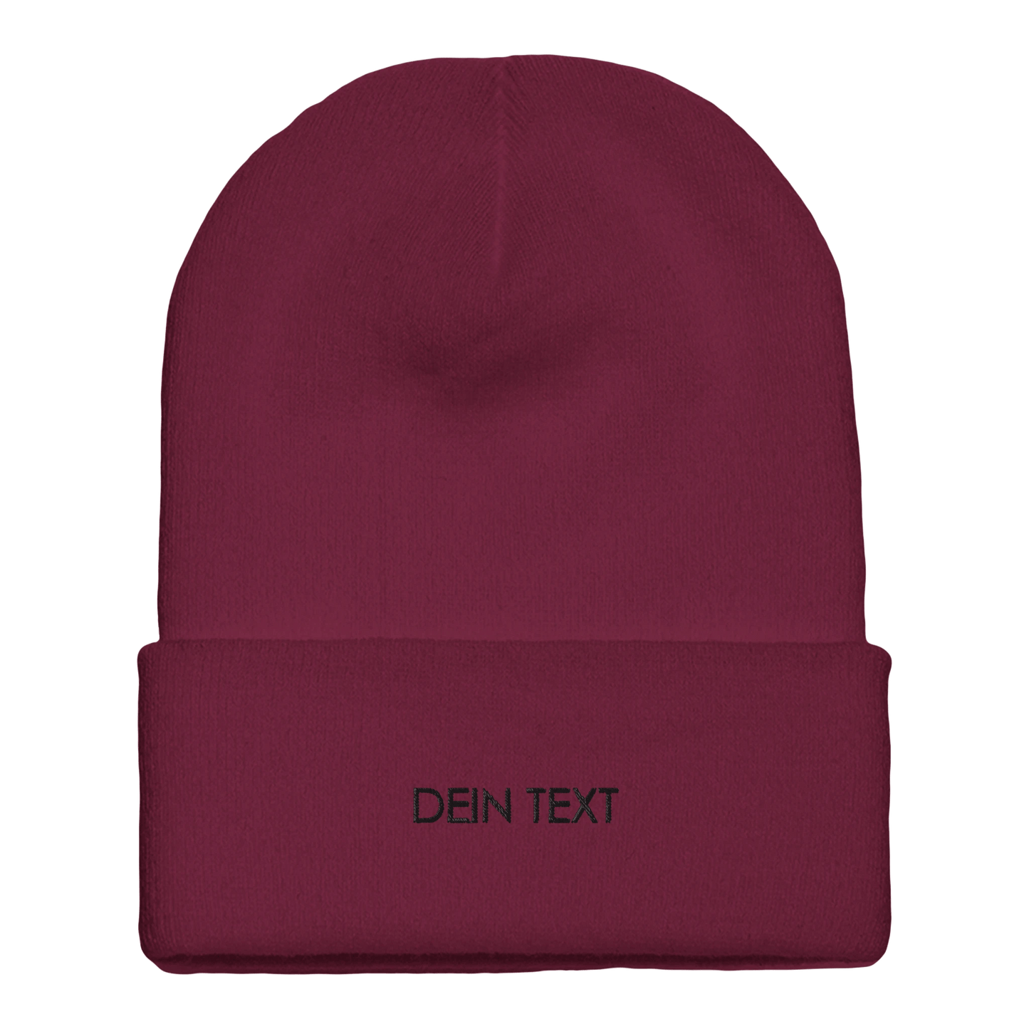 Beanie mit Bündchen | mit Deinem Text personalisierbar | schwarz bestickt - afHandmade