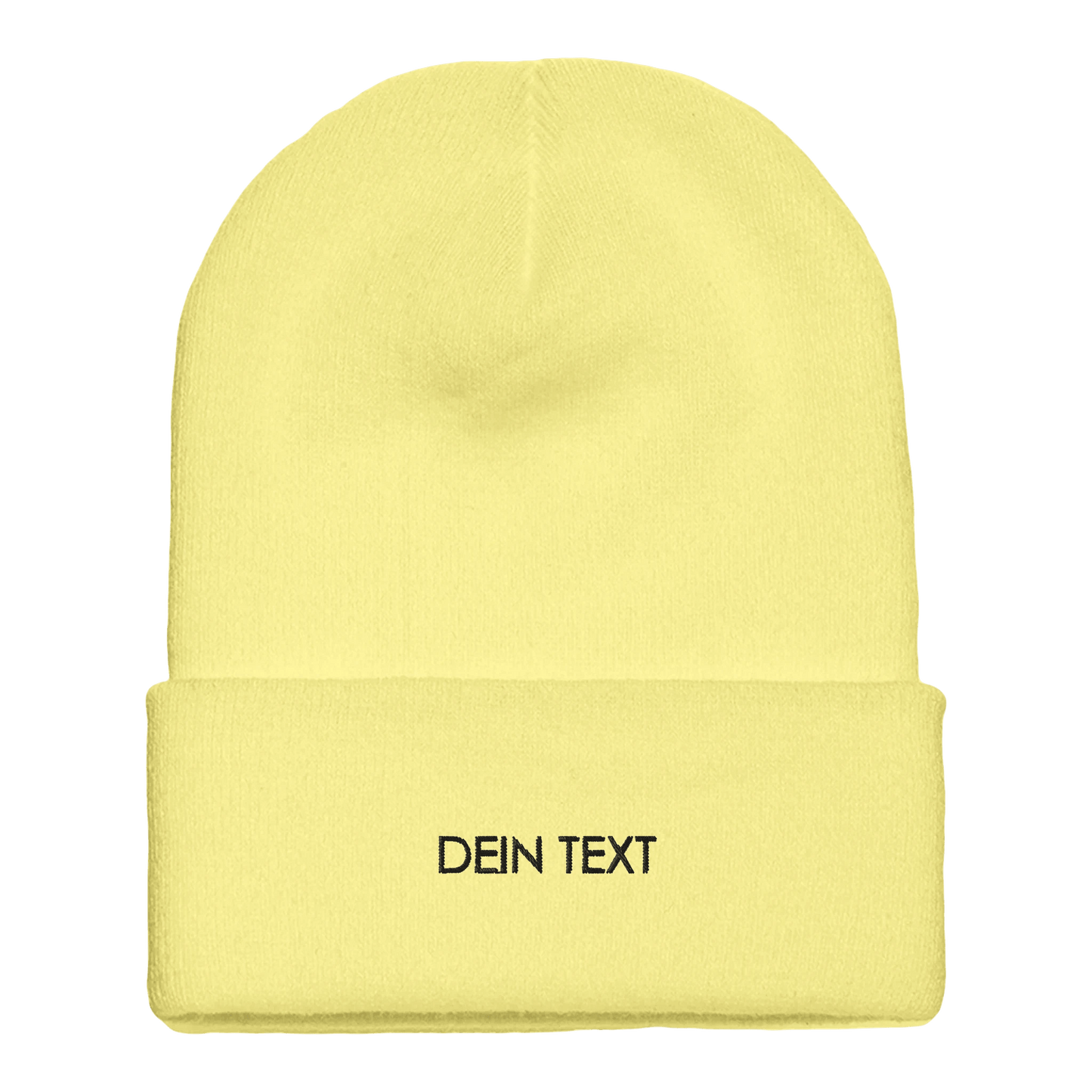 Beanie mit Bündchen | mit Deinem Text personalisierbar | schwarz bestickt - afHandmade