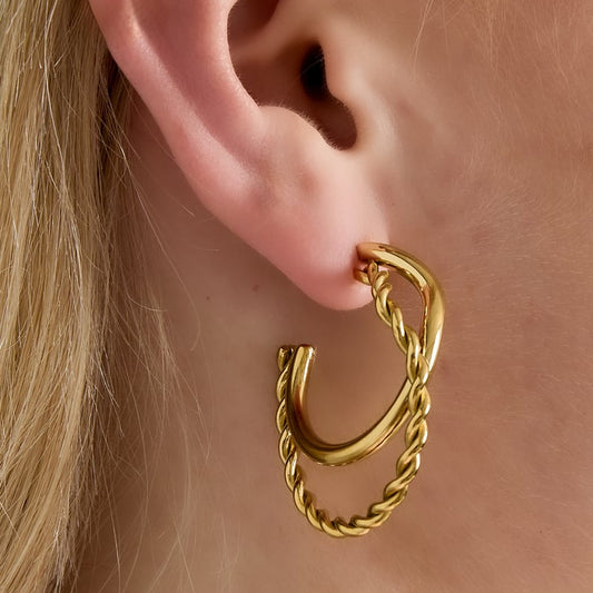 doppelt geschwungenen Ohrringe aus Edelstahl - afHandmade