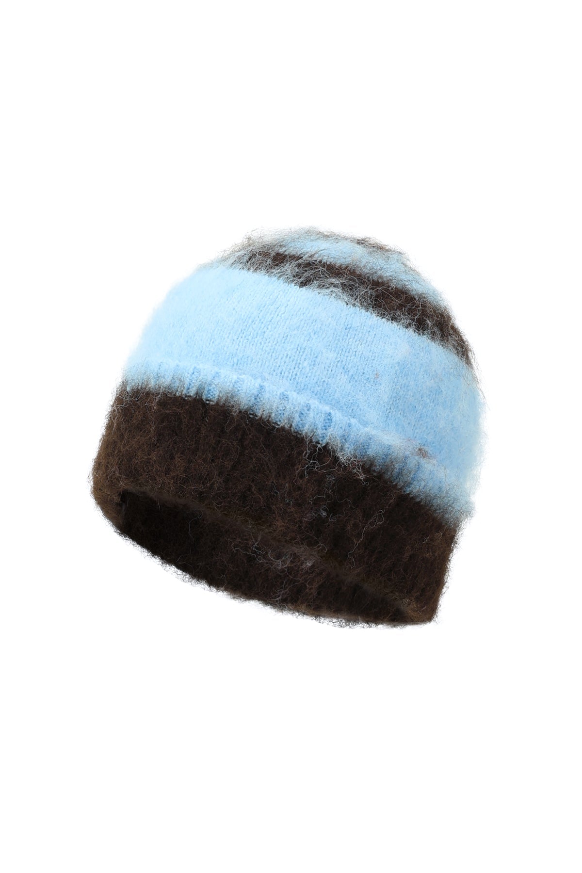 Flauschige Beanie „Soft Stripes“ – Warme Wintermütze in Pink & Blau - afHandmade