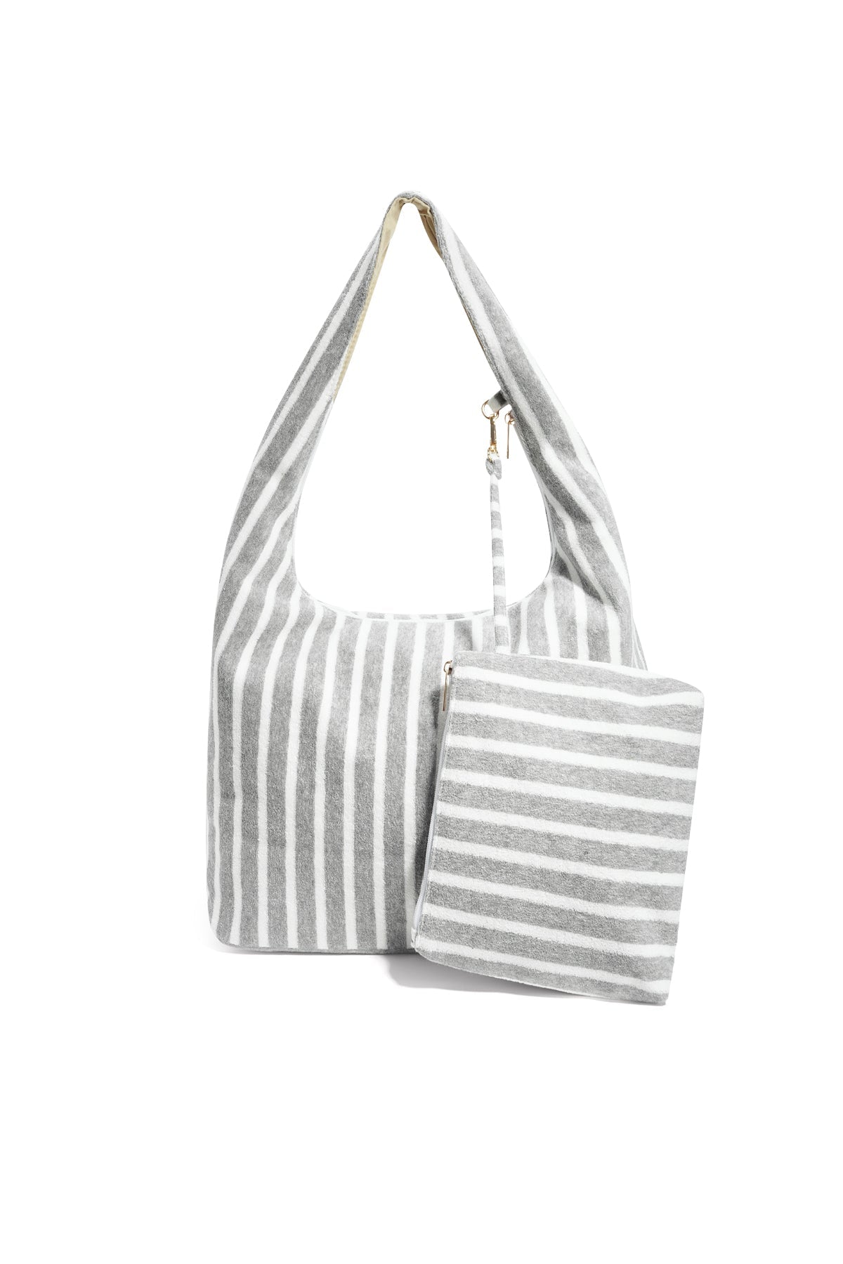 Gestreifte Hobo - Einkaufstasche mit Reißverschluss – Schlichte Alltagstasche - 2er Set - afHandmade