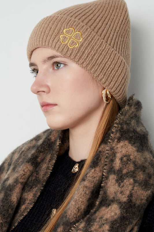 Glücksmütze - Damenmütze mit Kleeblatt - afHandmade