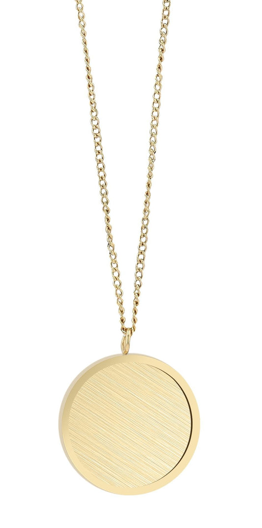 Halskette aus Edelstahl, runder Anhänger Ø 15 mm, goldfarben - afHandmade
