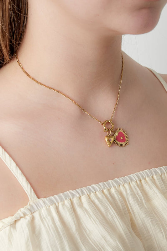 Kurze Edelstahlkette mit 5 Charms – individuell & vielseitig - Herz Sonne - afHandmade