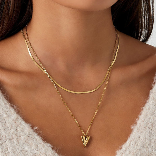 Lange Layering - Halskette mit Herzanhänger - afHandmade