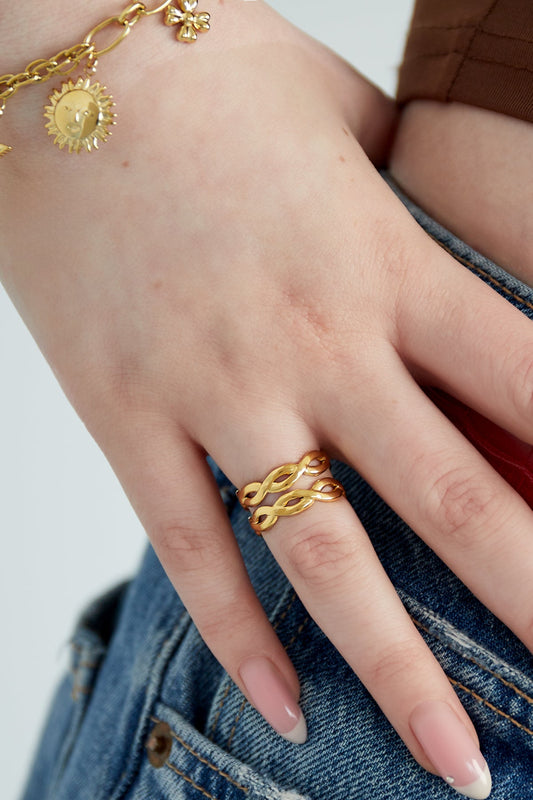 Mehrlagiger Wirbelring Edelstahl verstellbar – wasserfester Statement Ring Damen - afHandmade