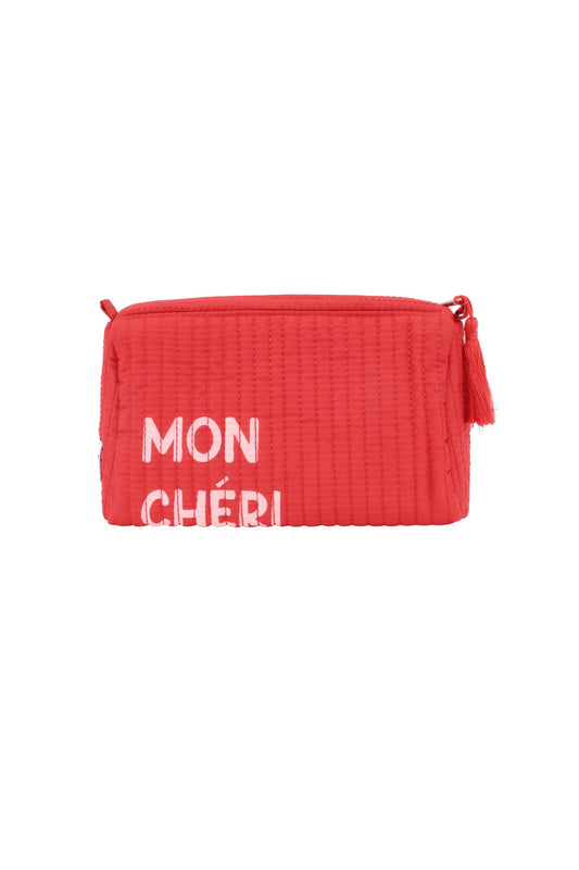 Mon Chéri Kosmetiktasche Groß – Stylische Beauty Bag in Rosa oder Rot 24 x 15 x 10 cm - afHandmade