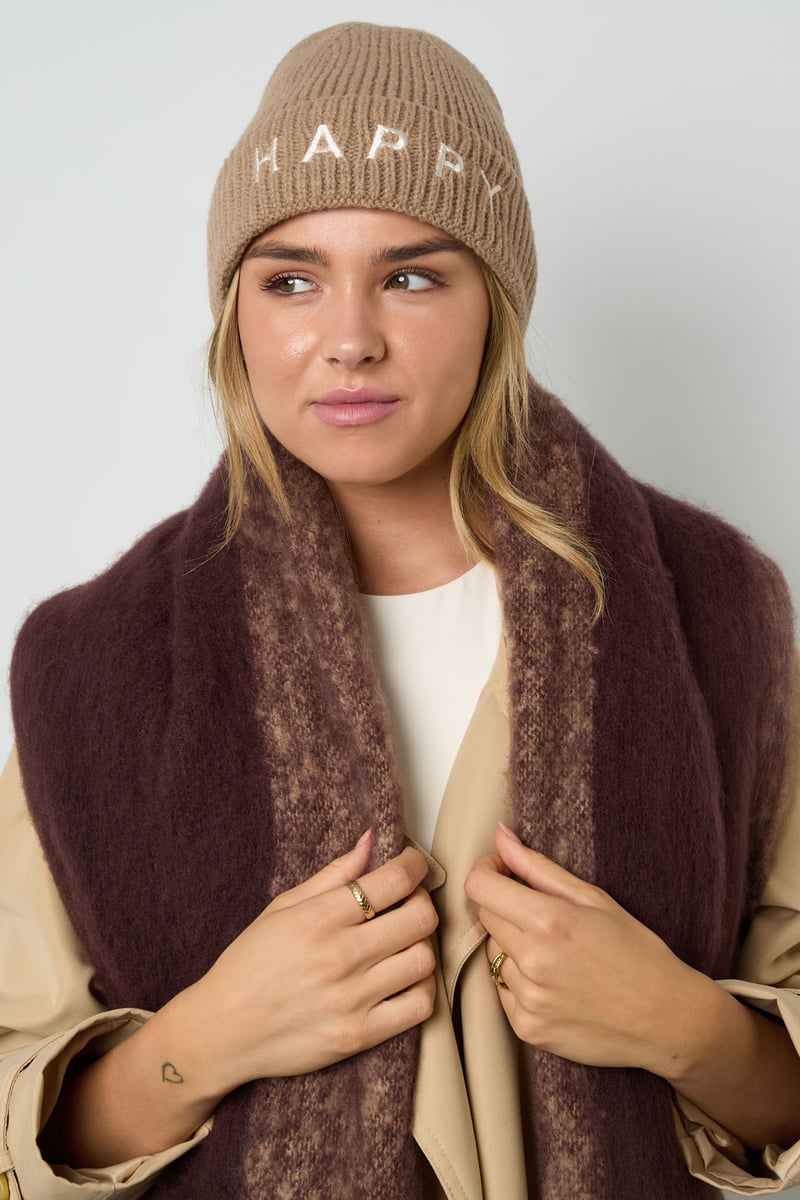 Mütze Damen mit Aufdruck "Happy" - afHandmade