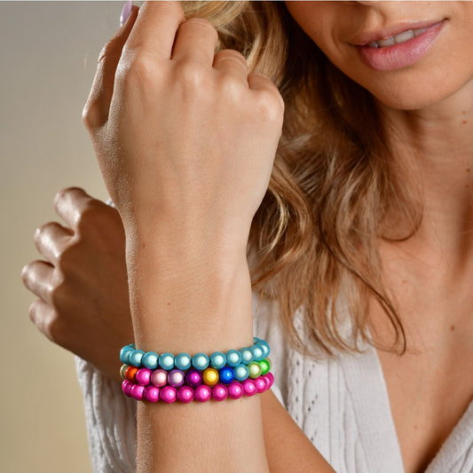 Perlenarmband – 10 mm Perlen - blau - afHandmade