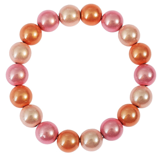 Perlenarmband – 10 mm Perlen - mehrfarbig, rosa, rosé, peach - afHandmade