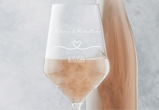 Personalisiertes Weinglas zur Hochzeit – mit Namen & Datum graviert - afHandmade