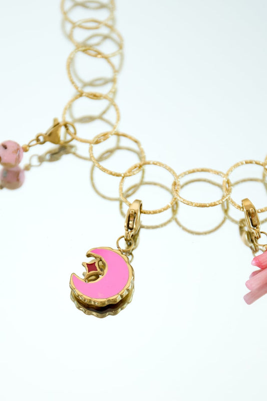Rosa Mond Schmuck Charm - afHandmade