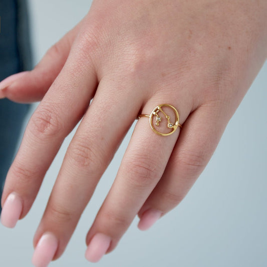 Sternzeichen Ring Edelstahl verstellbar – wasserfester Zodiac Ring Damen - 14 K vergoldet - afHandmade