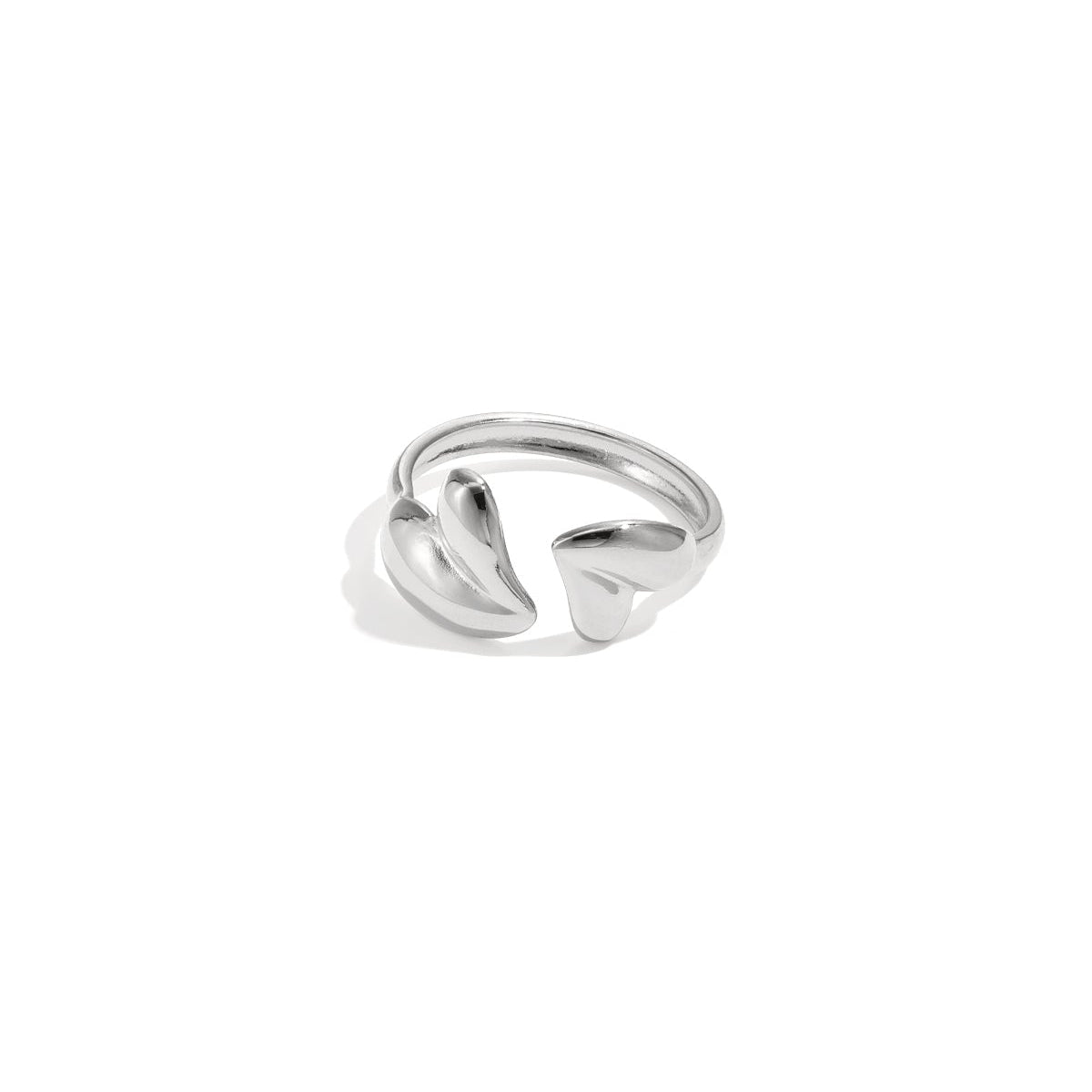 Verstellbarer Doppelherz Ring – Edelstahl Statementring - afHandmade