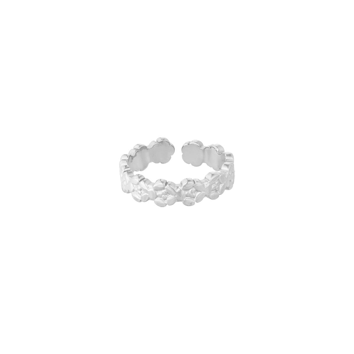 Verstellbarer Edelstahl Ring mit kleinen Blumen – wasserfester Damenring floral - afHandmade