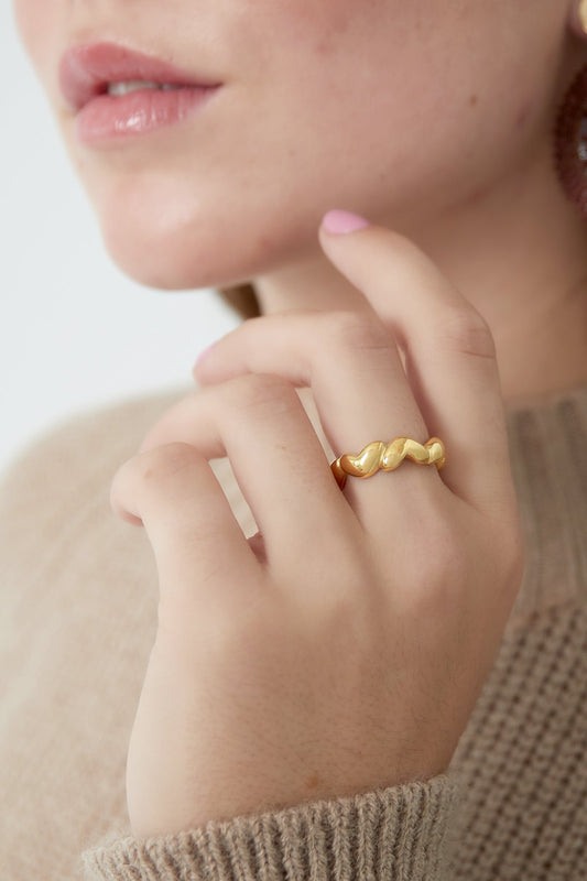 Verstellbarer Edelstahl Ring mit verbundenen Herzen – wasserfester Damenring - afHandmade