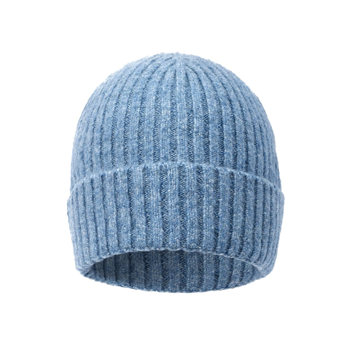 Damenmütze aus Wollmix – Gerippte Mütze in Blau oder Beige