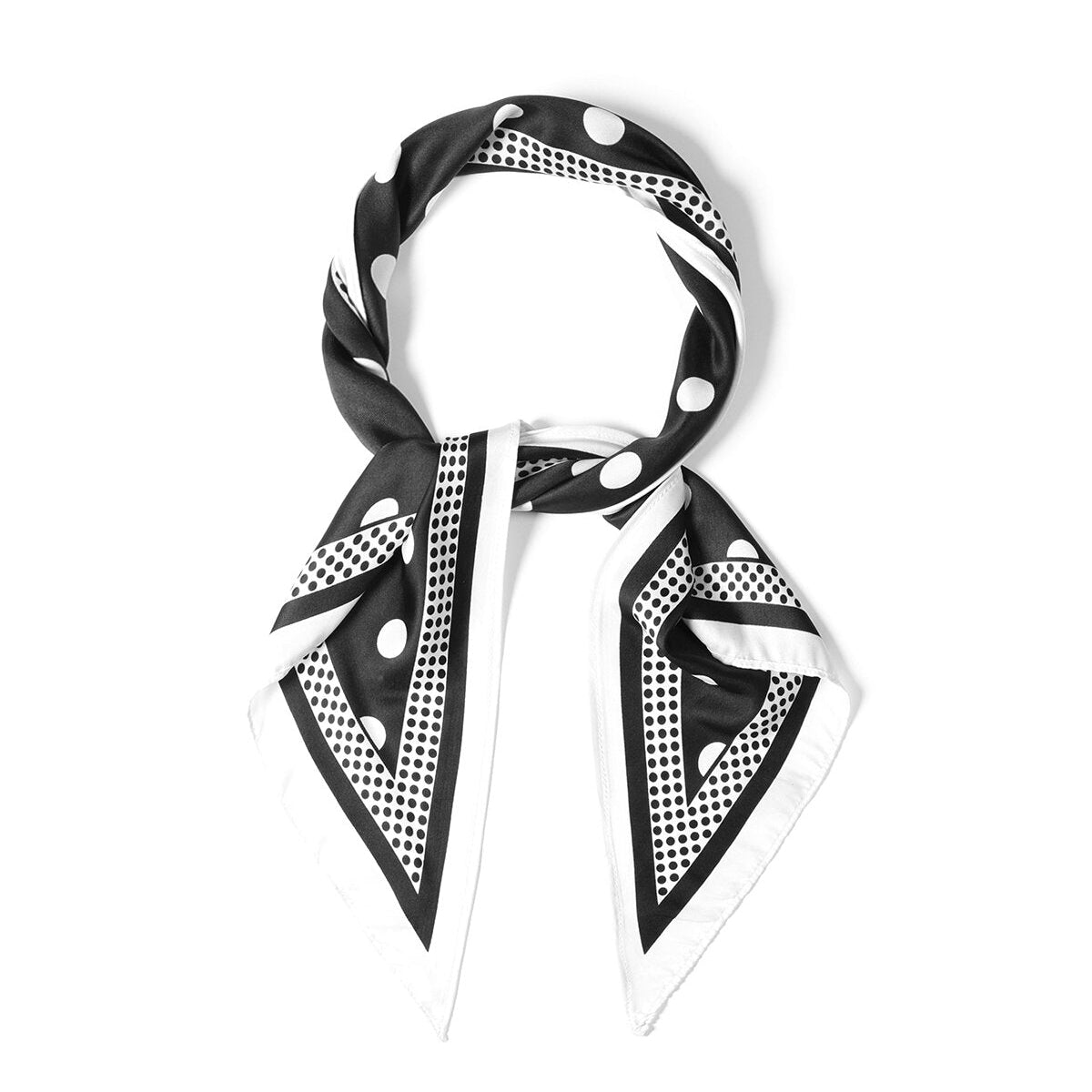 Schwarz-Weißer Sommerschal mit Polka Dots – Klassisches Halstuch & Taschenaccessoire 70 x 70 cm