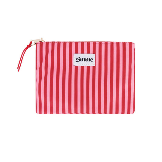 Flacher Kulturbeutel von Gimme mit schmalen Streifen in Rosarot – Kosmetiktasche 21,5 x 15 cm