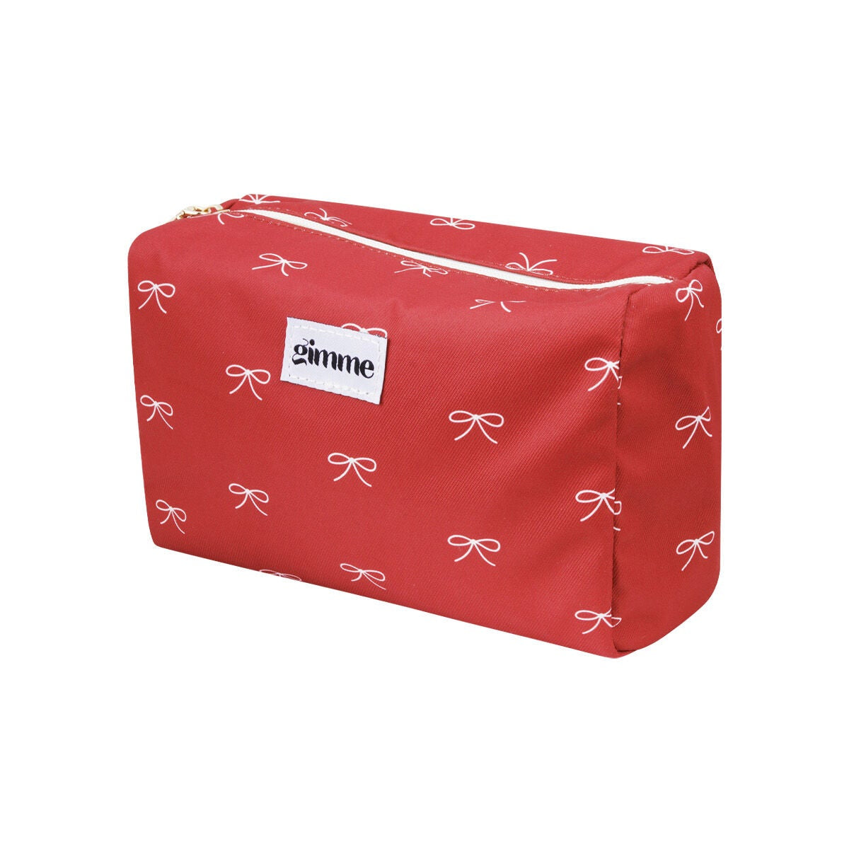 gimme - Roter Kulturbeutel mit Schleifenmuster – Praktische Kosmetiktasche 23 x 15 x 10 cm