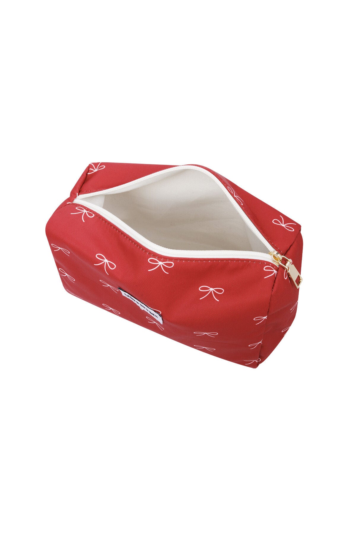gimme - Roter Kulturbeutel mit Schleifenmuster – Praktische Kosmetiktasche 23 x 15 x 10 cm