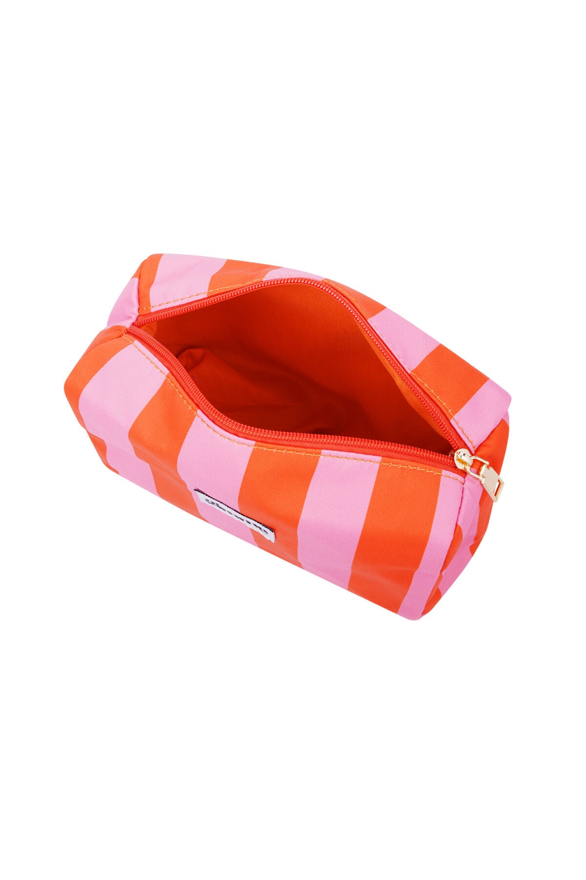 Gimme Kosmetiktasche mit Streifen in Orange & Pink – Beauty Bag aus Polyester 23 x 15 x 10 cm