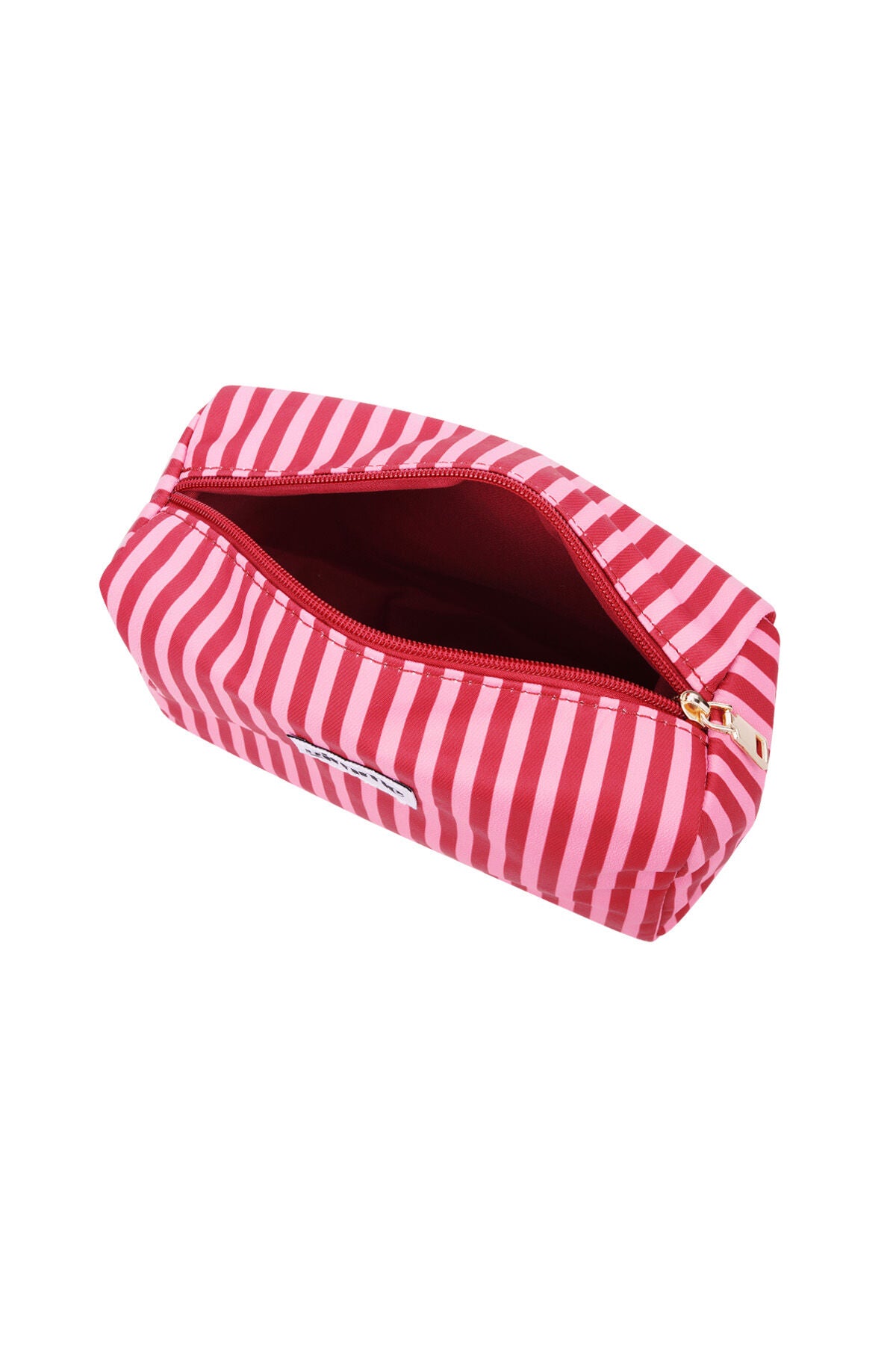 Gimme Kosmetiktasche mit feinen Streifen in Rosa & Rot – Beauty Bag aus Polyester 23 x 15 x 10 cm