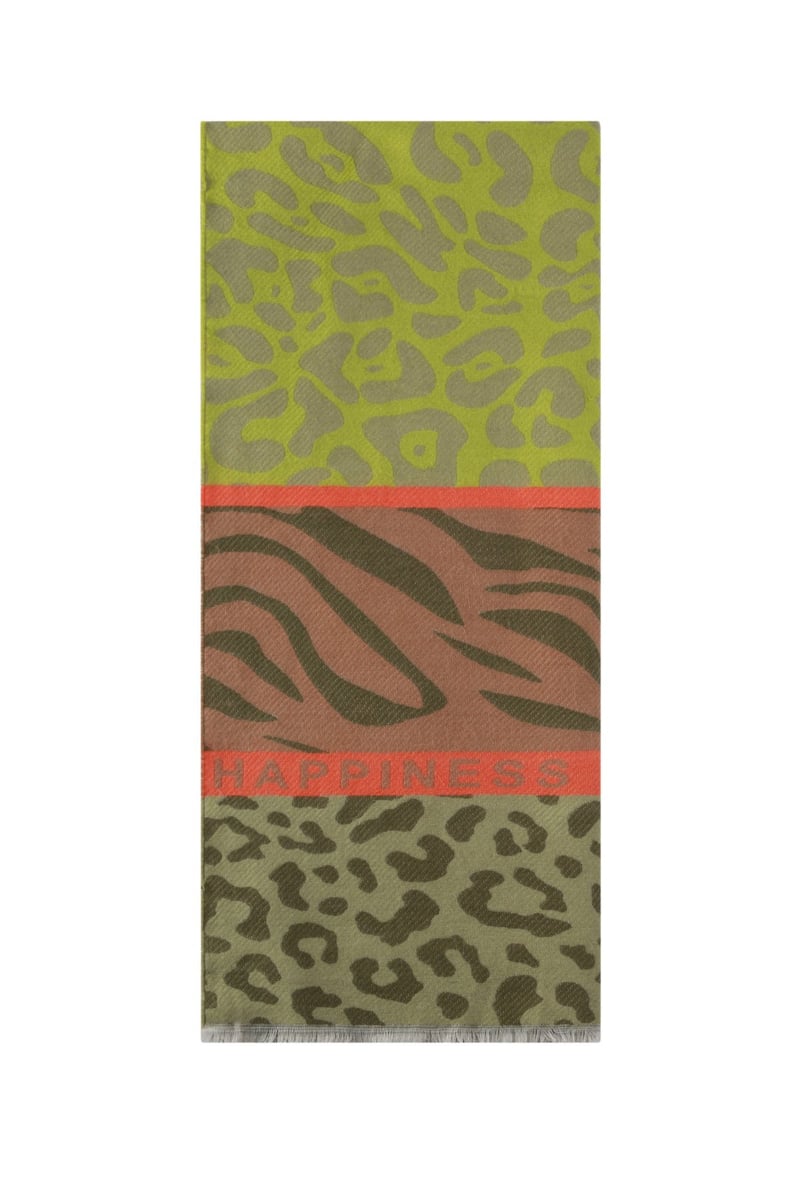 Auffälliger Schal mit Prints und Text