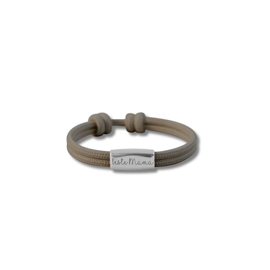 Individuelles Frauenarmband aus Segeltau, gravierbar mit Text oder Symbol