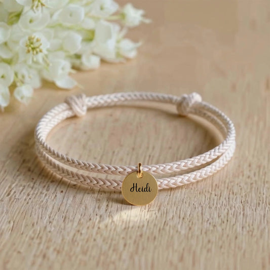 Segeltauarmband mit personalisiertem Gravur-Anhänger – individuelles Geschenk