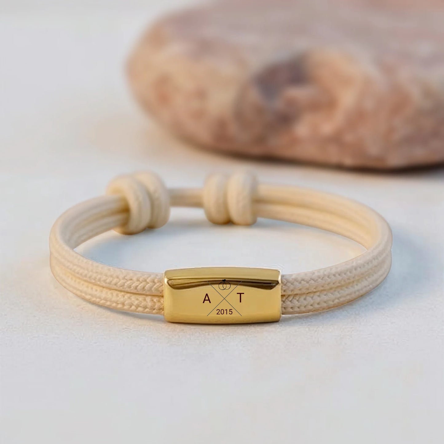 Hochzeitsarmband – Segeltauarmband mit Datum, Initialen und Gravur