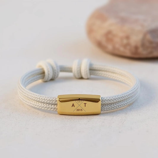 Segeltauarmband personalisiert – mit Initialen, Hochzeitsdatum und Symbol
