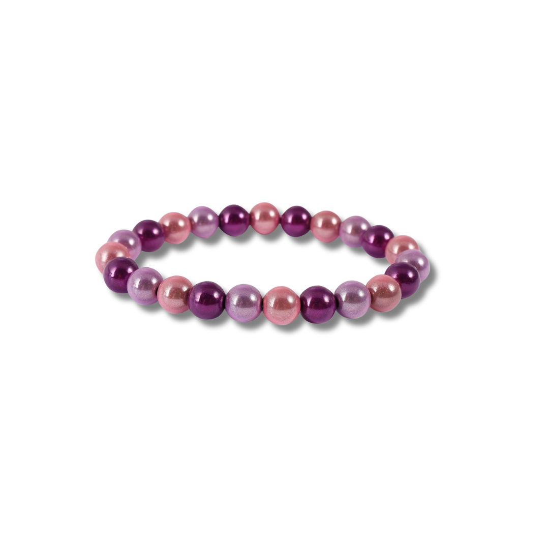 Perlenarmband 3D Perlen, reflektierende Perlen,  flieder, lila, rosa