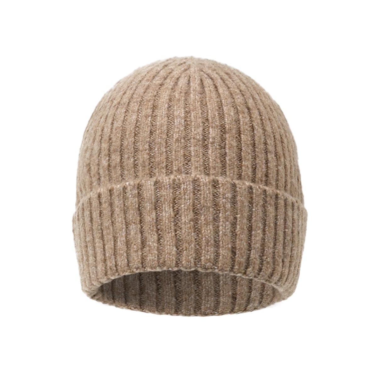 Damenmütze aus Wollmix – Gerippte Mütze in Blau oder Beige