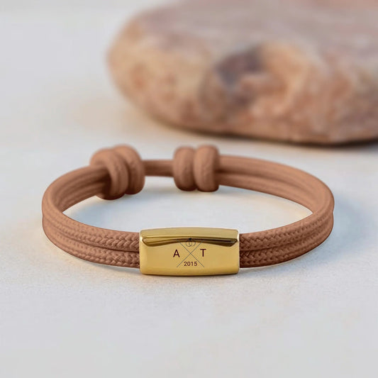 Armband mit Initialen und Datum - Segeltauarmband mit Gravur - afHandmade