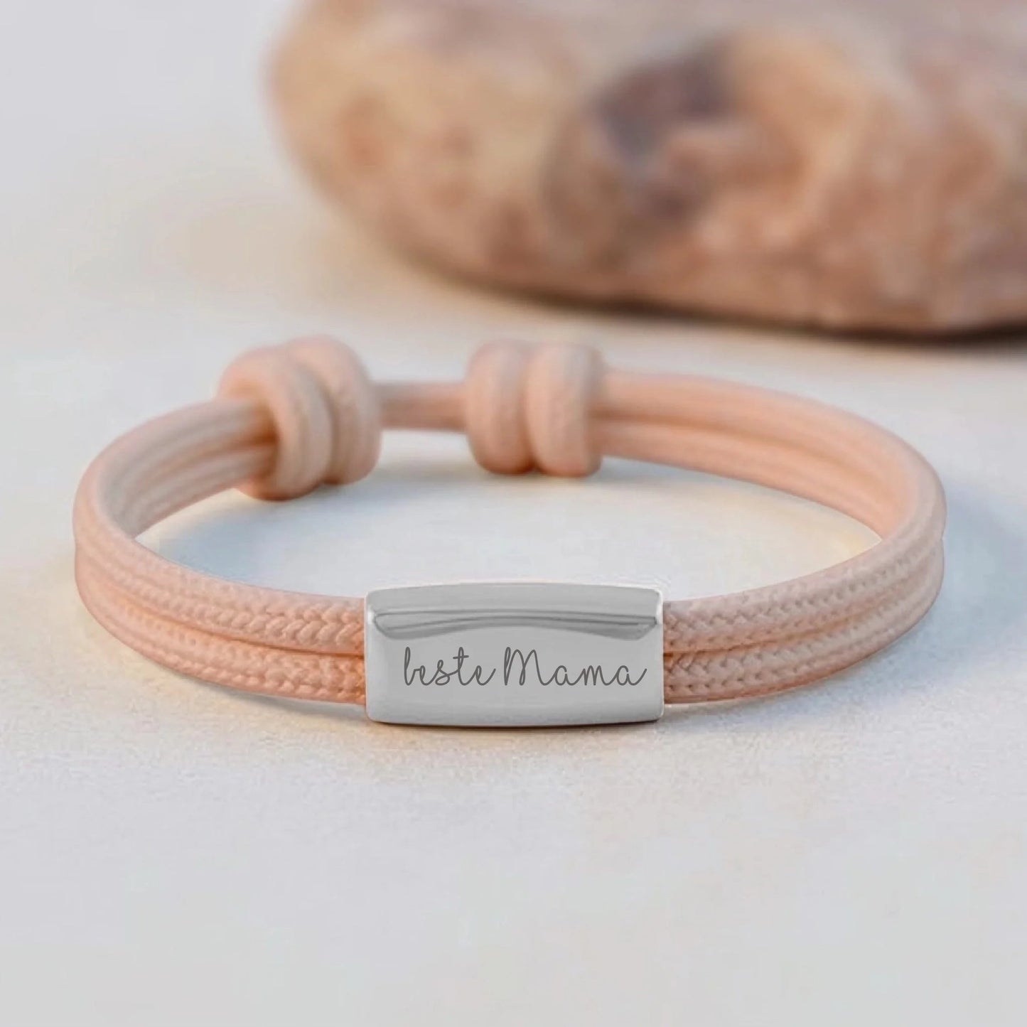 Armband Segeltau mit persönlicher Gravur - silber - afHandmade