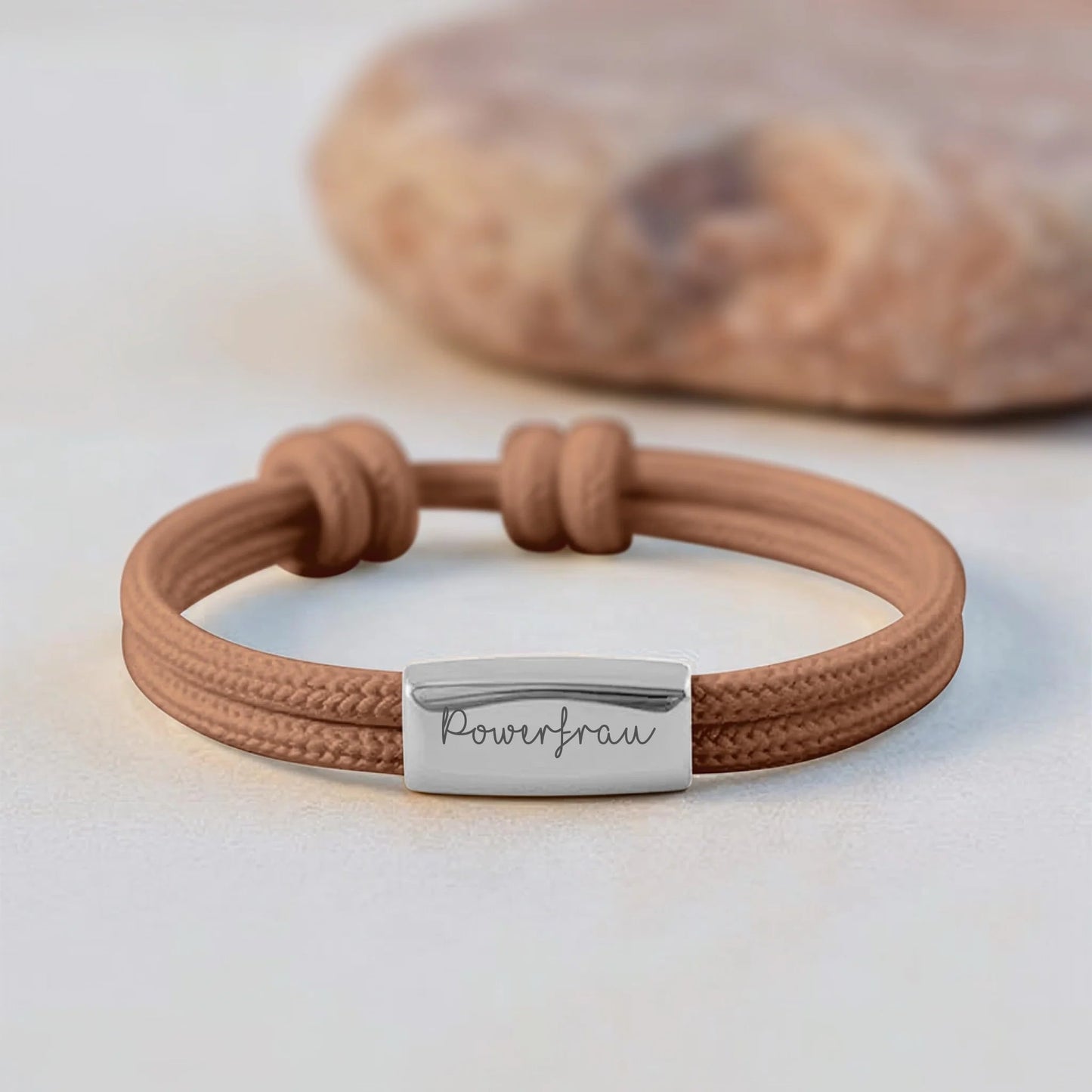 Armband Segeltau mit persönlicher Gravur - silber Powerfrau - afHandmade