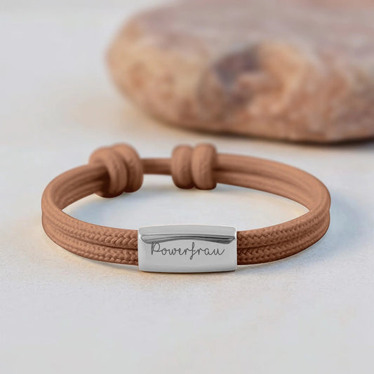 Armband Segeltau mit persönlicher Gravur - silber Powerfrau - afHandmade