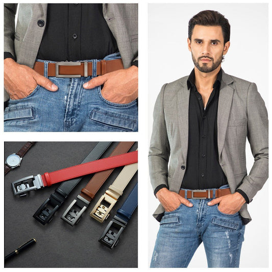 Automatikgürtel Damen und Herren silberfarbige Schnalle - KIKI - Mix & Match - stufenloser Gürtel - afHandmade