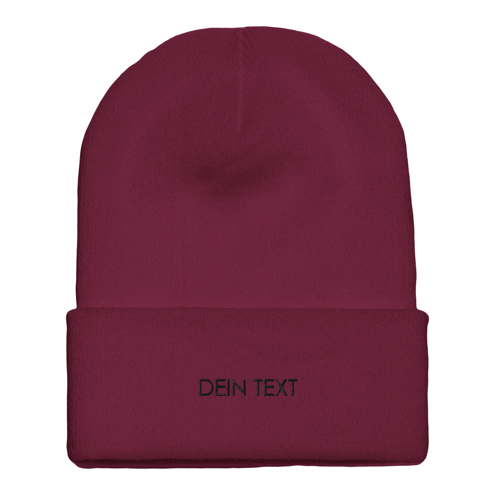 Beanie mit Bündchen | mit Deinem Text personalisierbar | schwarz bestickt - afHandmade