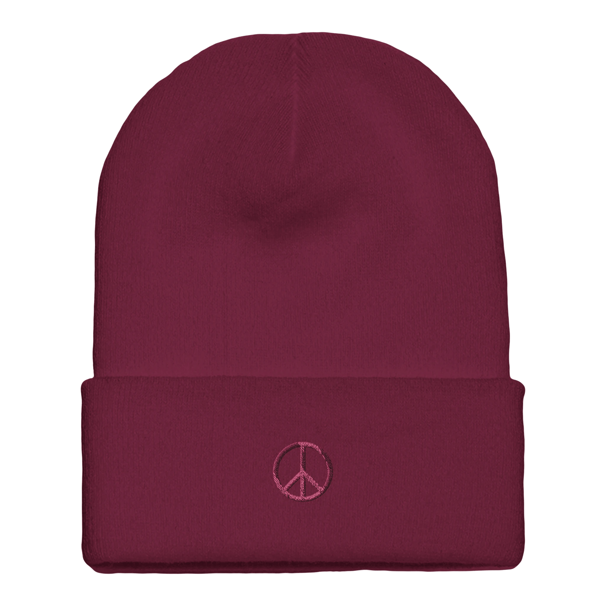 Beanie mit Bündchen | personalisierbar mit pink bestickt | Peace - afHandmade
