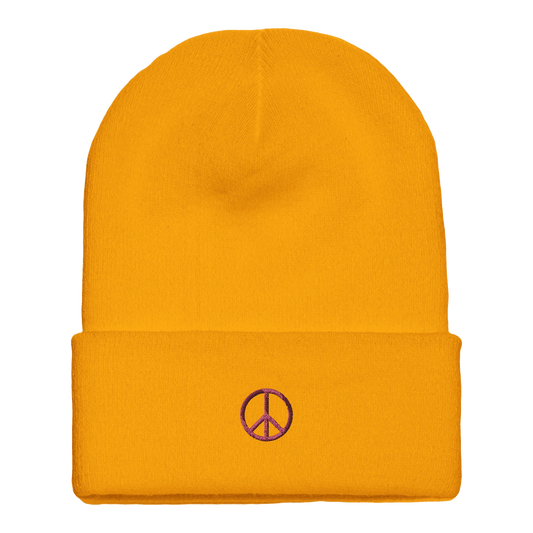Beanie mit Bündchen | personalisierbar mit pink bestickt | Peace - afHandmade