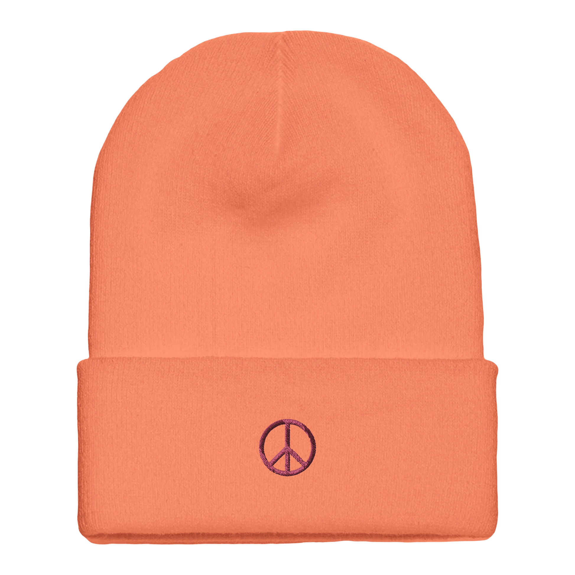Beanie mit Bündchen | personalisierbar mit pink bestickt | Peace - afHandmade