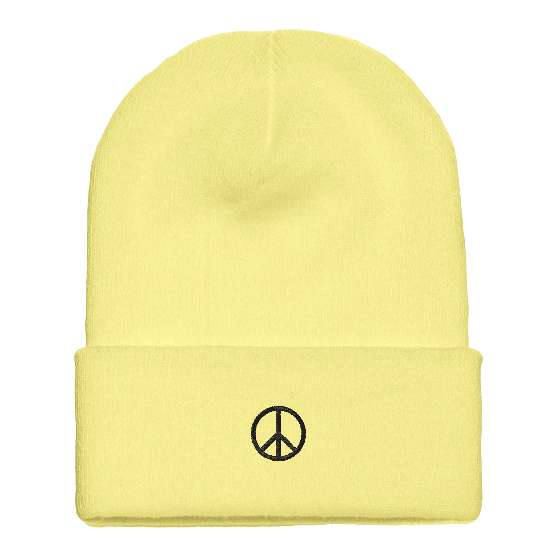 Beanie mit Bündchen | personalisierbar mit schwarz bestickt | Peace - afHandmade