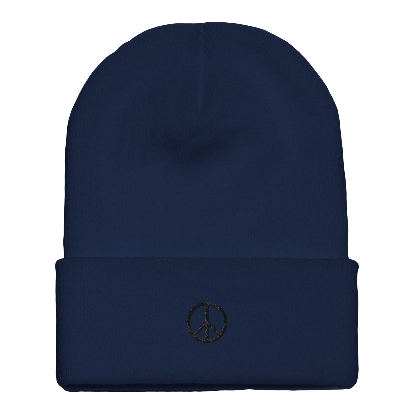 Beanie mit Bündchen | personalisierbar mit schwarz bestickt | Peace - afHandmade