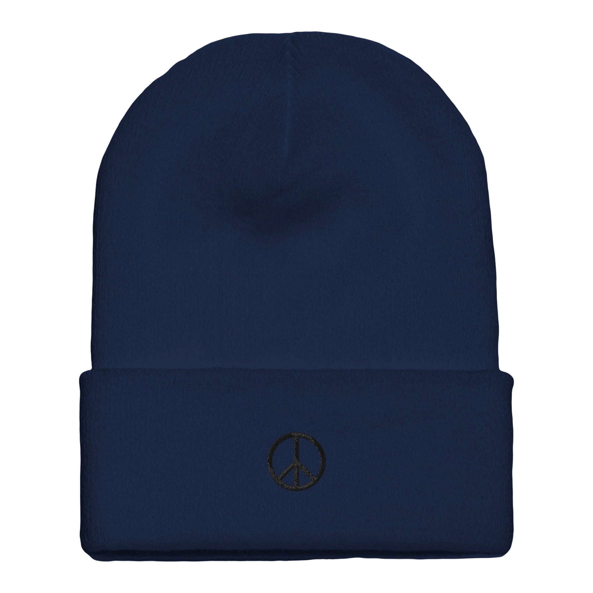 Beanie mit Bündchen | personalisierbar mit schwarz bestickt | Peace - afHandmade